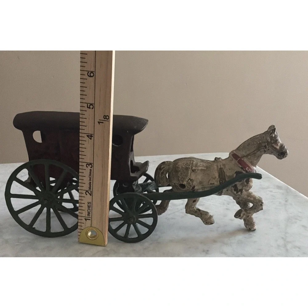 Antique Cast Iron Horse Drawn Ice Wagon Early 1900s